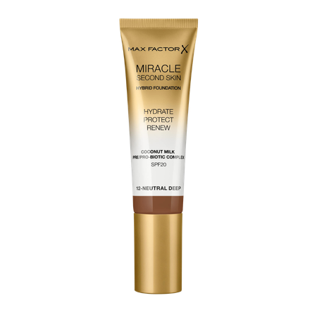 Max Factor Miracle Second Skin Hybrid SPF20 12 Neutral Deep Foundation - 30 ml