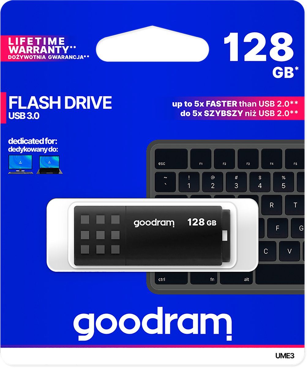 GOODRAM UME3 - Sort - 128GB - USB Stick