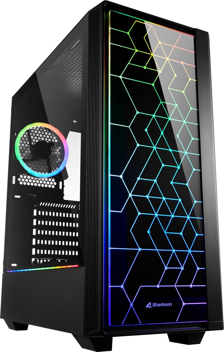 Sharkoon RGB LIT 100 - mid tower - ATX - Kabinet - Miditower - Sort
