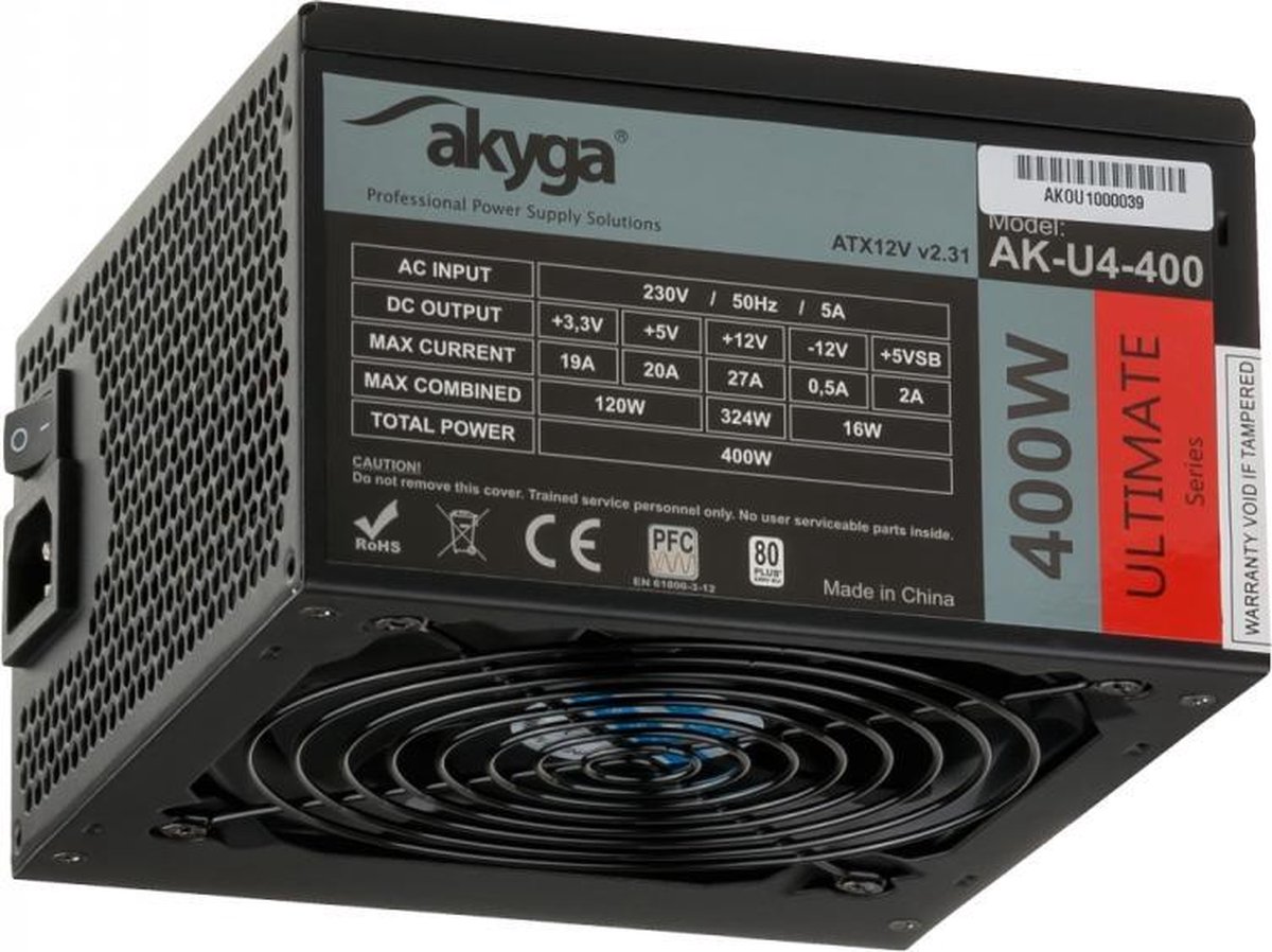Akyga Ultimate Series Strømforsyning - 400 Watt - 120 mm - ATX 2.31 - 80 Plus Bronze certified