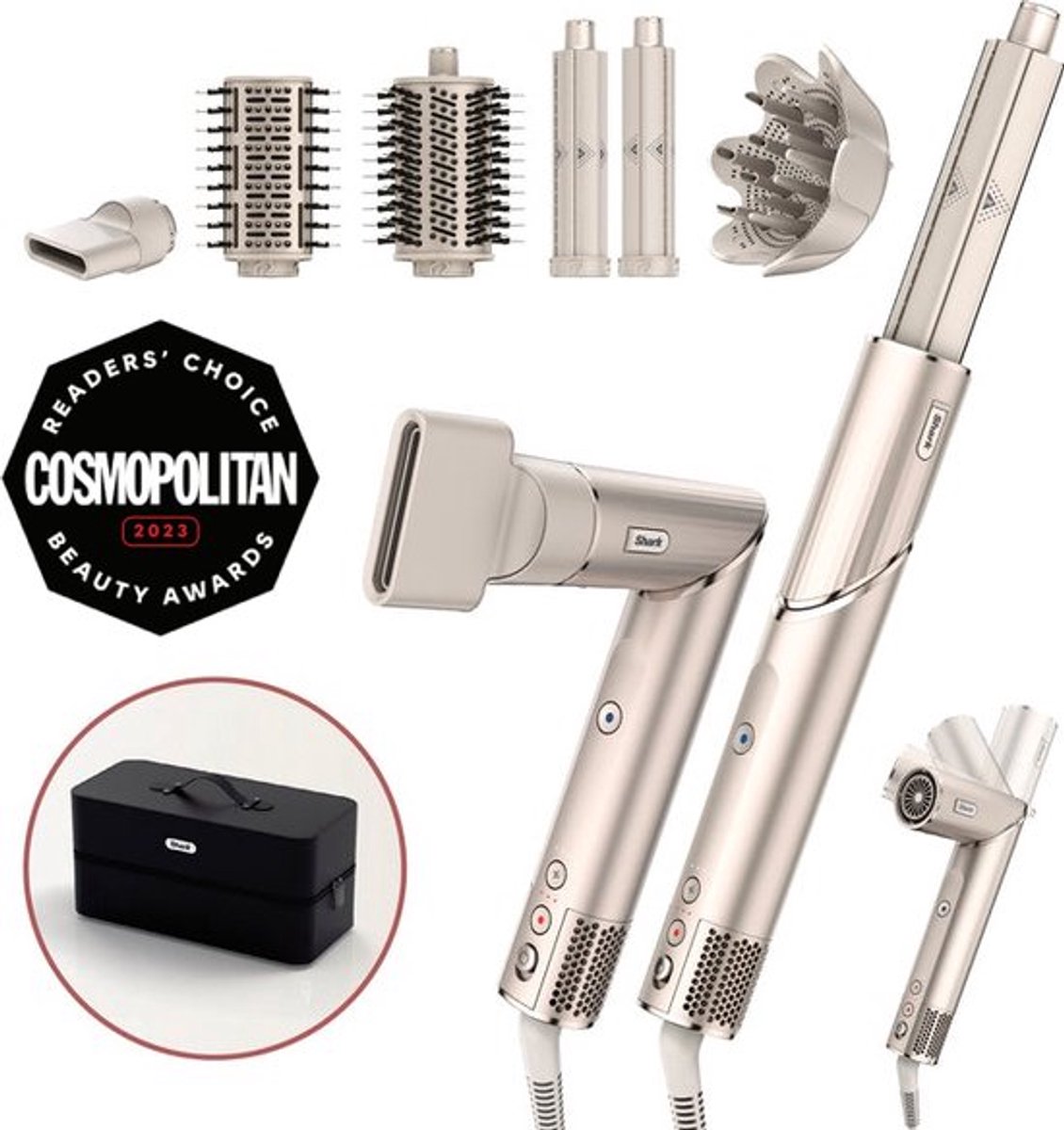 Shark FlexStyle Herramienta de peinado con múltiples accesorios Caliente Champán 1400 W 2,5 m