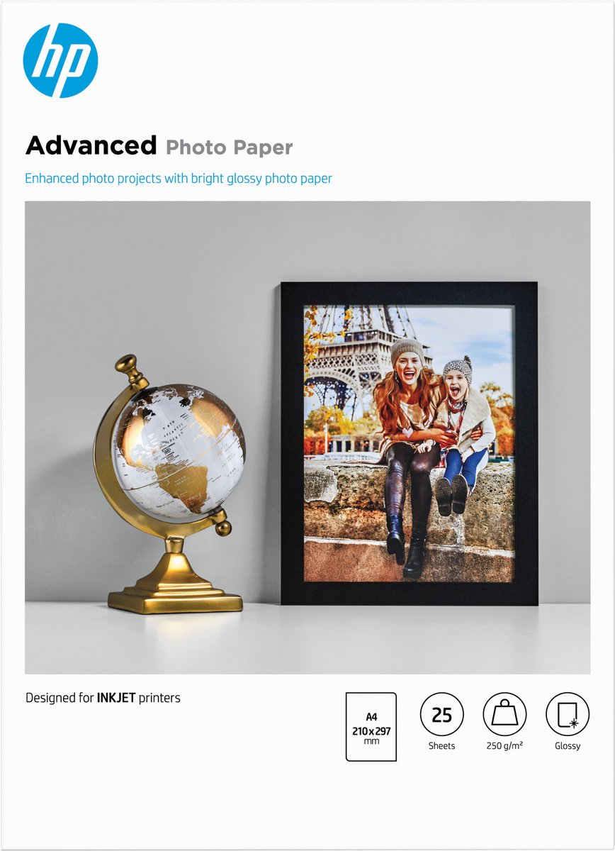 HP Inkjet Advanced Fotopapier Glänzend A4 250 g/m² Weiß 25 Blatt