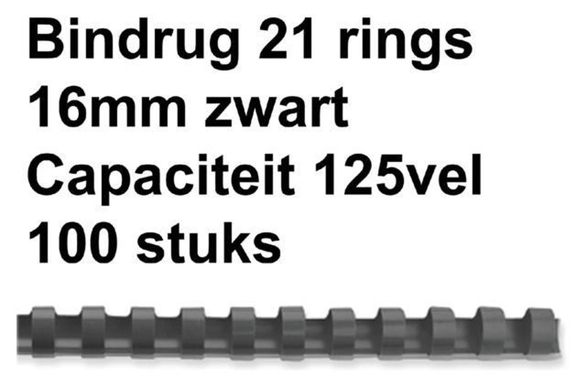 GBC Kunststoff Plastikbinderücken Schwarz 16 mm 145 Blatt DIN A4 100 Stück