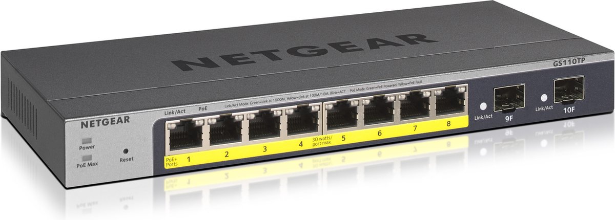 NETGEAR Switch GS110TP Managed L2/L3/L4 Gigabit Ethernet (10/100/1000) Power over Ethernet (PoE) Grau