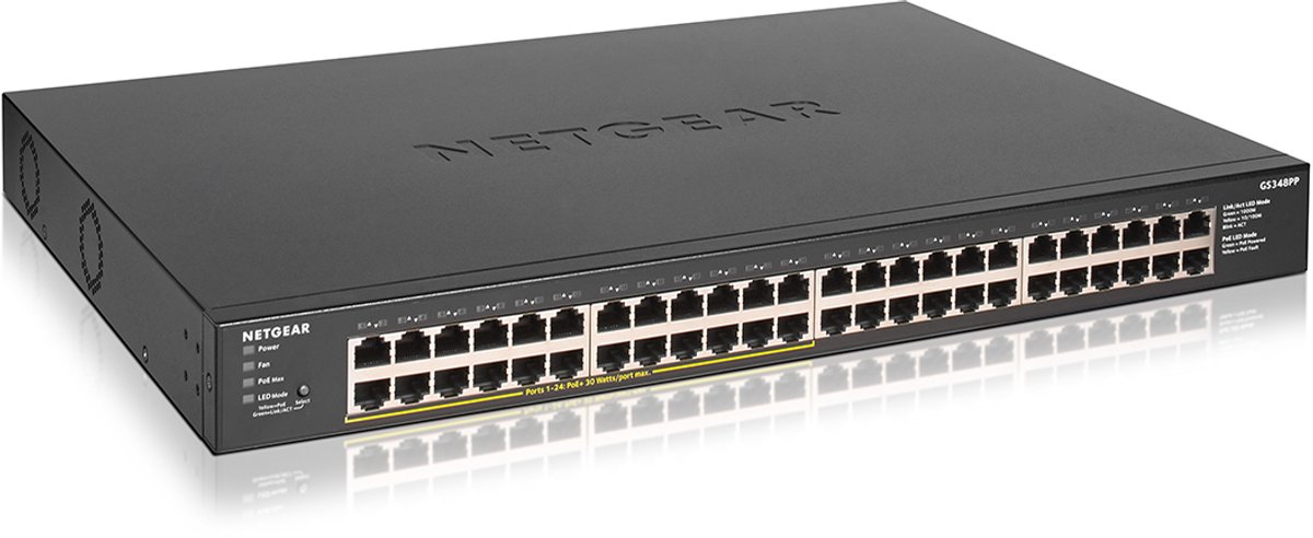 NETGEAR Switch GS348PP Unmanaged Gigabit Ethernet (10/100/1000) Power over Ethernet (PoE) Schwarz