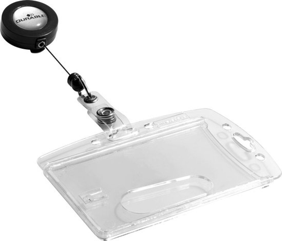 DURABLE Hartbox Ausweishalter Aufrollmechanismus und Druckknopfschlaufe 10,5 x 28,5 cm PS (Polystyrol) 10 Stück