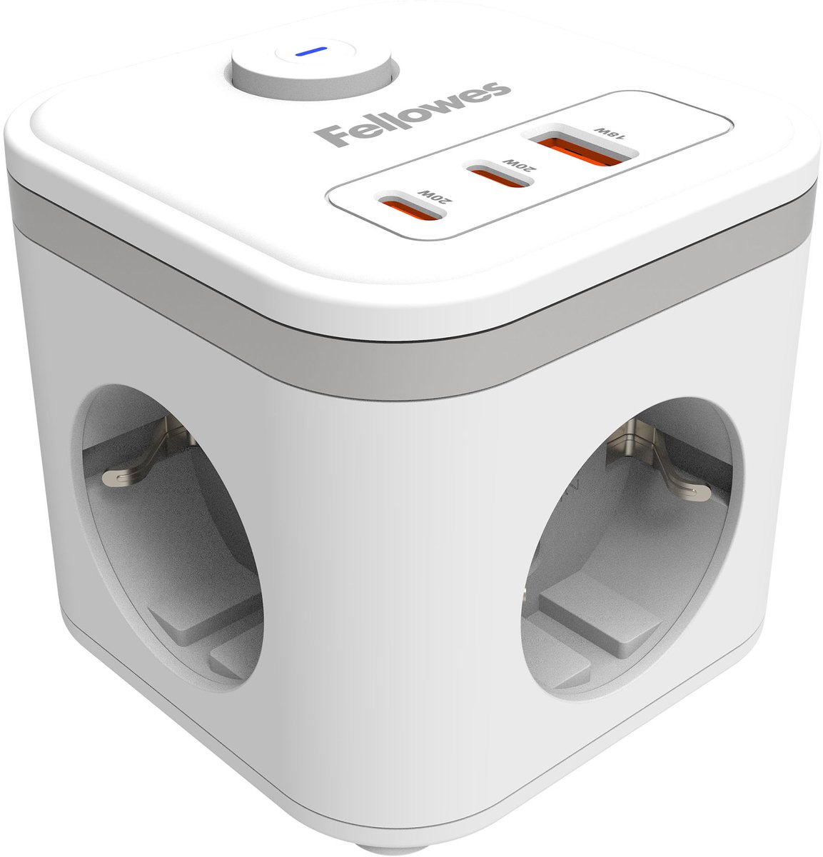 Fellowes Steckdosenwürfel USB-A & USB-C 3-fach 2 m Weiß