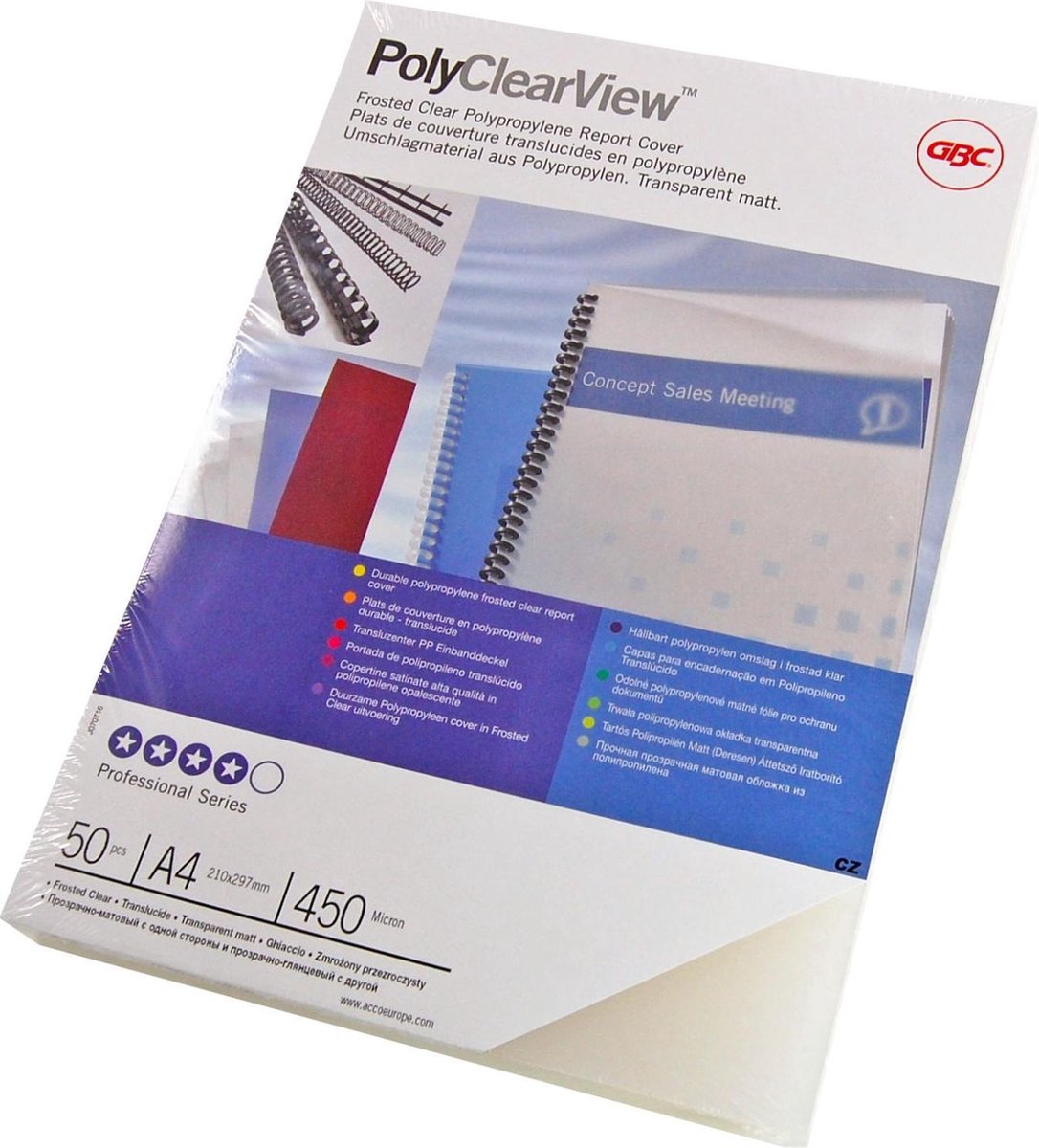 GBC PolyClearView Einbanddeckel A4 Polypropylen 300 Mikron Transparent matt 100 Stück