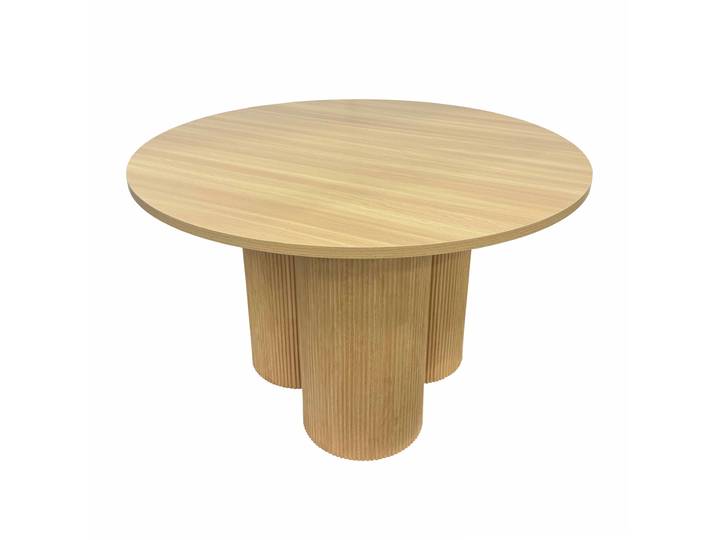 Oviala - Table à manger ronde effet bois 4 personnes