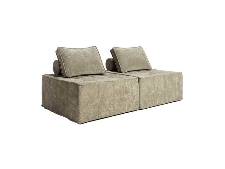 Oviala - Fauteuils modulables compressés en tissu type chauffeuse avec coussins - Lot de 2