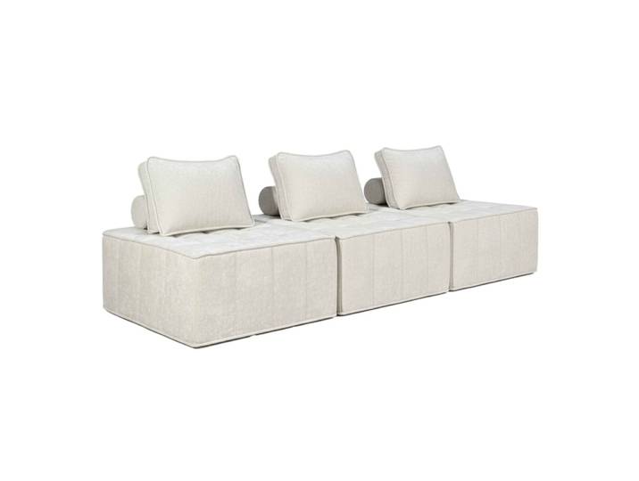 Canapé modulable compressé 3 places en tissu avec coussins 255 cm écru