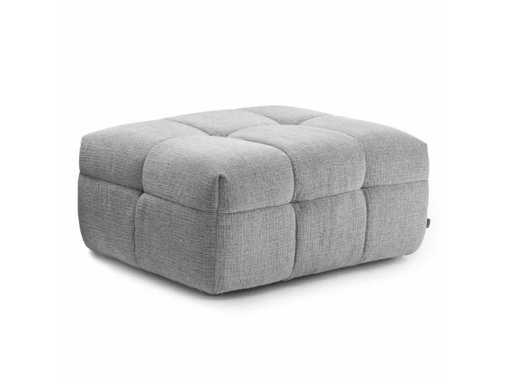 Pouf en bois et polyester effet mattelassé gris