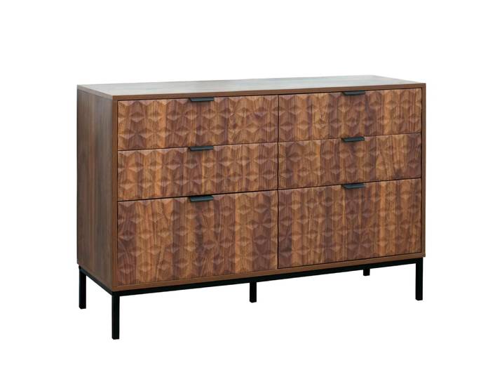 Commode à 6 tiroirs en mdf décor mélaminé bois foncé