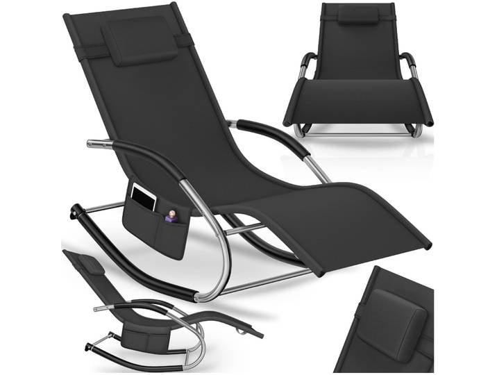 Chaise longue Taya, ergonomique, fonction de balancement - noir, par pièce
