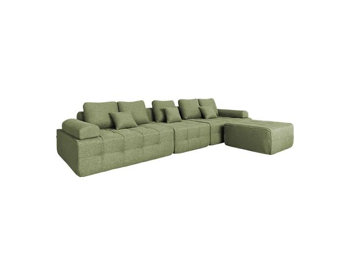 Oviala - Canapé modulable 5 places compressé assise profonde en tissu avec pouf et coussins