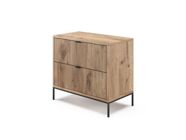 Table de chevet avec 2 tiroirs, chêne viking 66 x 60cm