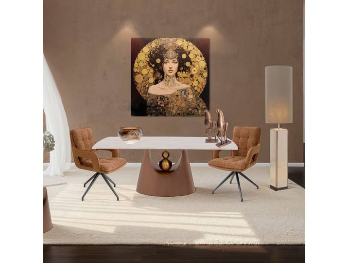 Table à manger 8 personnes en marbre et acier l200