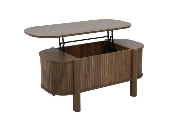 Table basse relavable effet bois ovale 100x48 cm bois foncé