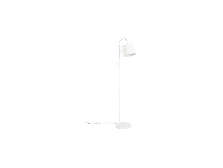 Lampadaire en métal blanc, E27, droit, base ronde étroite, abat-j