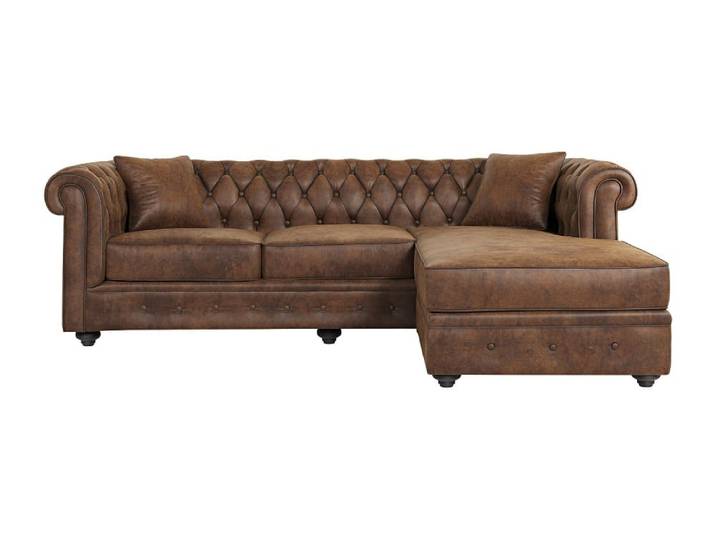 Canapé d'angle microfibre 4 places marron