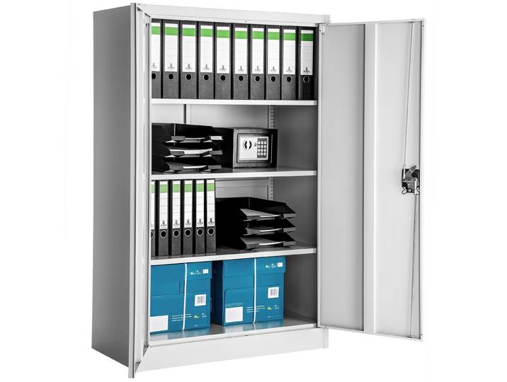Armoire métallique à dossiers 4 niveaux 140x90x40cm - gris