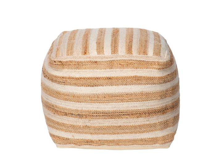 Pouf en jute et laine ivoire