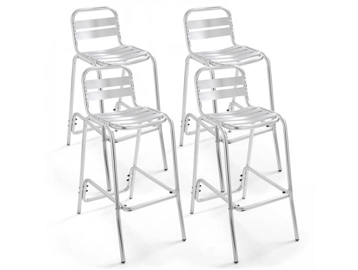 Oviala - Chaises hautes de jardin en aluminium - Lot de 4
