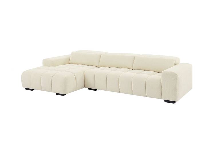 Canapé d'angle gauche en tissu texturé beige LOPONZA de Maison Céphy