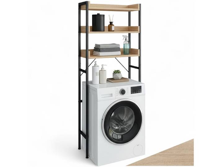 Étagère de salle de bain Seattle - 25 x 67 x 165,5 cm, Bois clair industriel, Chêne Sonoma