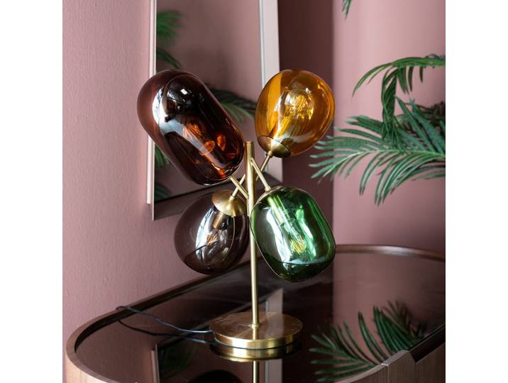 Lampe en verre et acier doré