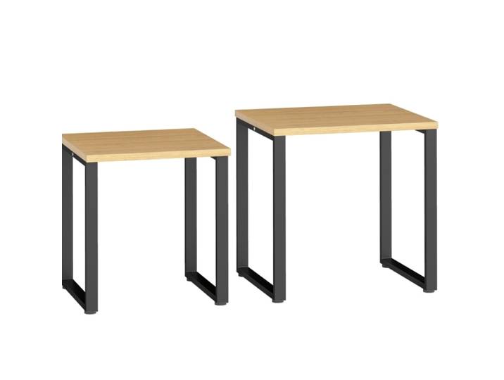 Tables basses gigognes en métal marron avec plateaux bois 60x50x60 cm