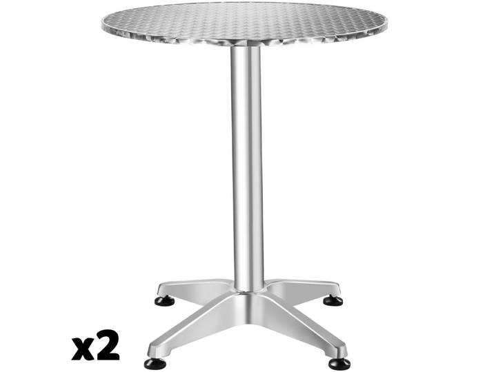 2 pièces table bistrot réglable en aluminium, argent, 67x67x70/110cm