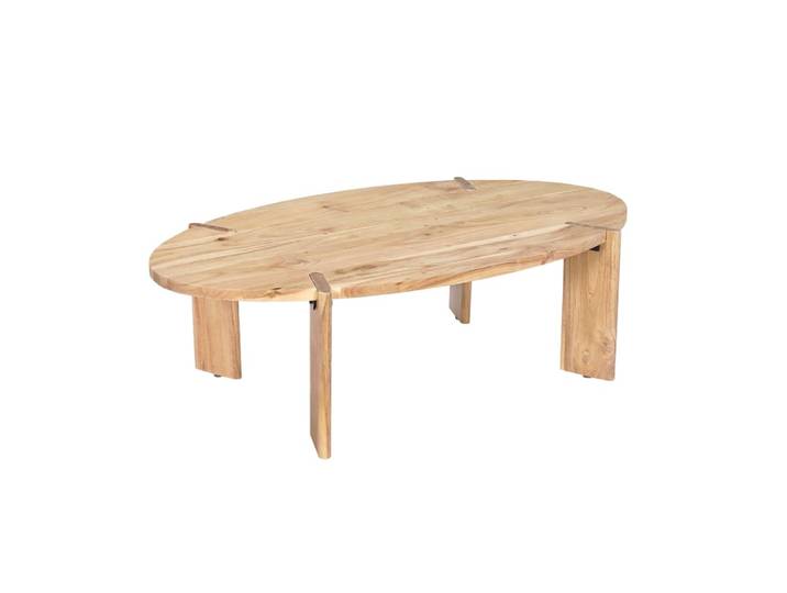 Table basse ovale en bois d'acacia naturel 120 cm
