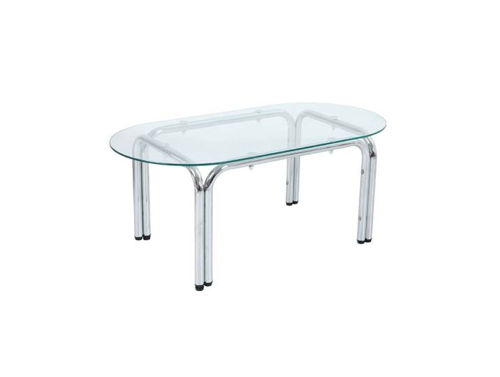 Table basse ovale en verre trempé transparent