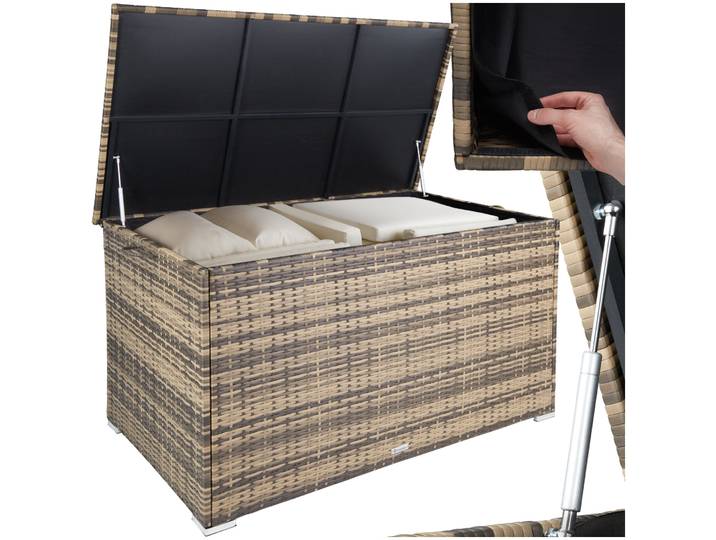 Coffre de jardin Oslo structure en aluminium 145x82,5x79,5cm - marron naturel