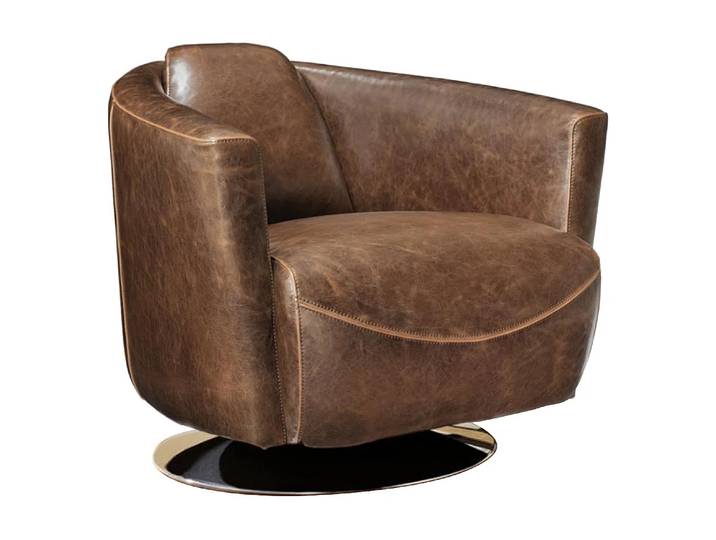 Fauteuil club 100% cuir vieilli FLORENTIN
