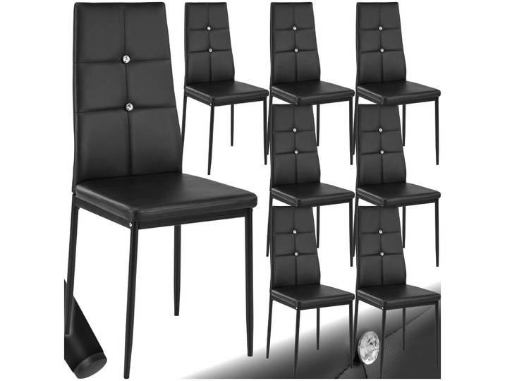 Lot de chaises avec strass - noir, Lot de 8