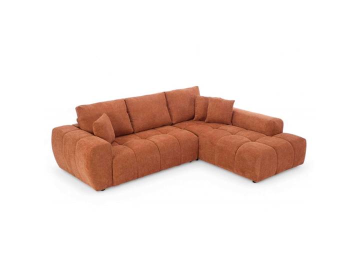 Canapé d'angle droit en tissu 3 places terracotta l 270 cm
