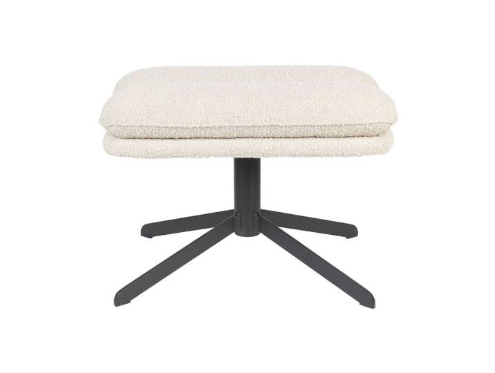 Repose-pied en tissu bouclé blanc, rectangulaire, uni, pivotant -