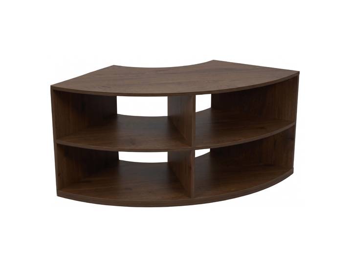 Oviala - Meuble TV d'angle arrondi effet bois 120 cm avec étagères