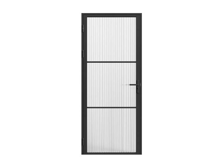 Bloc porte réversible en aluminium et verre texturé - H204 x L73 cm - Noir - MASERU