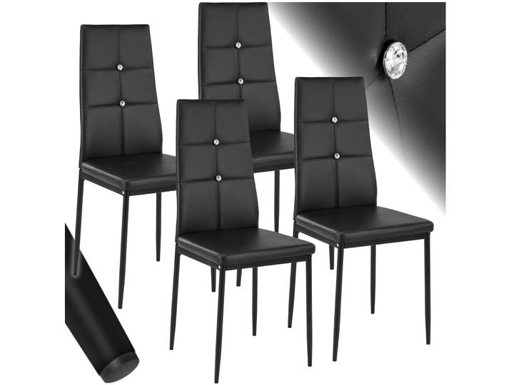 Lot de chaises avec strass - noir, Lot de 4