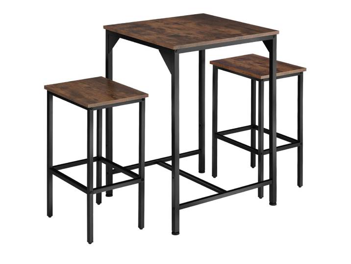 Lot de bar 3 parties table tabourets en panneau aggloméré bois foncé