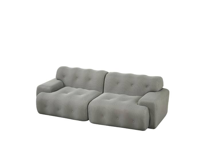 Canapé en tissu gris avec larges accoudoirs 224x104x66 cm
