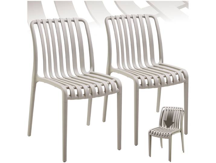 Chaises de jardin ALCUDIA résistantes aux intempéries et empilables - taupe, Lot de 2