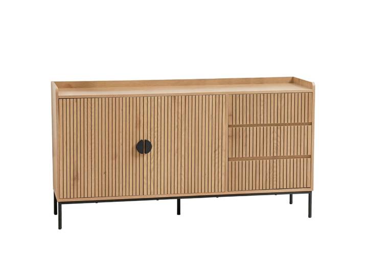 Buffet 2 portes et 3 tiroirs en acier et mdf décor mélaminé beige