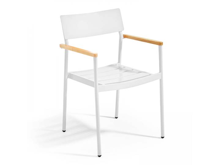 Oviala - Chaise de jardin en aluminium et bois avec accoudoirs