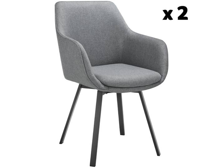 Lot 2 fauteuils pivotants rembourrés avec accoudoirs et dossier gris