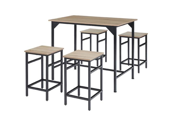 Lot table de bistrot 4 personnes en panneau de fibres bois clair