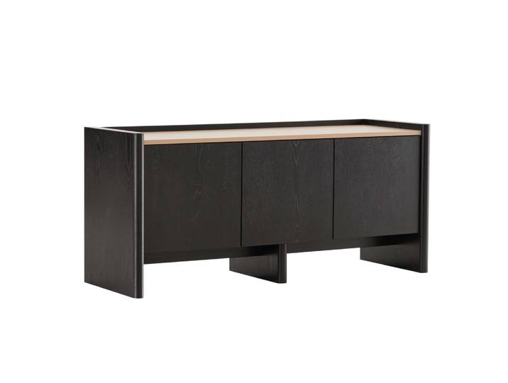 Meuble tv épuré rectangulaire l120 cm bois noir